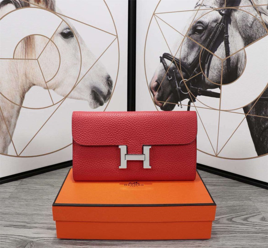 Hermes Clutch Constance 20.5 Red Calfskin Silver Hardware