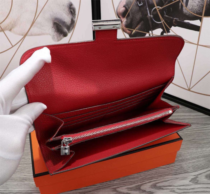Hermes Clutch Constance 20.5 Red Calfskin Silver Hardware
