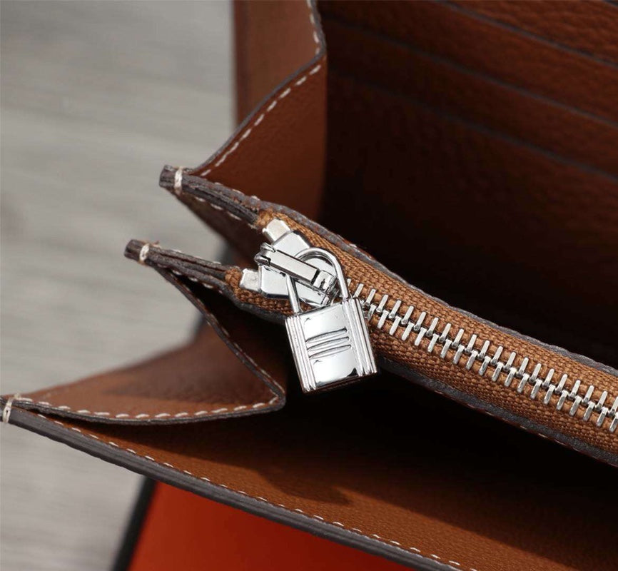Hermes Clutch Constance 20.5 Brown Calfskin Silver Hardware