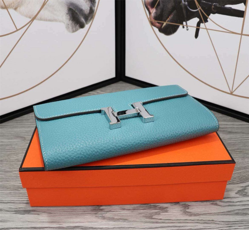 Hermes Clutch Constance 20.5 Sapphire Calfskin Silver Hardware