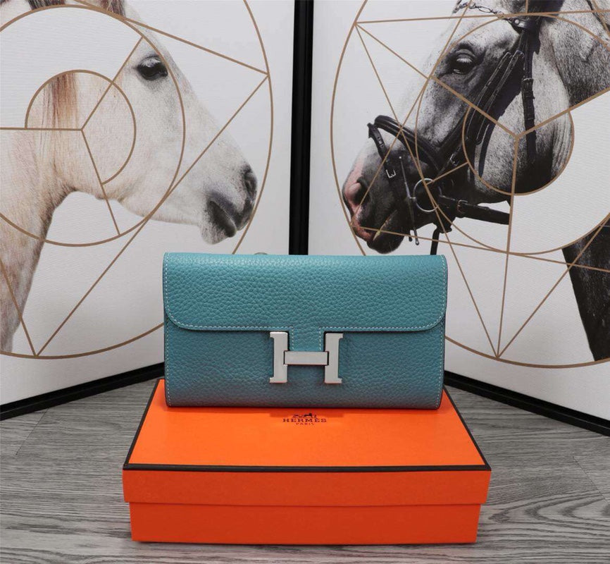 Hermes Clutch Constance 20.5 Sapphire Calfskin Silver Hardware