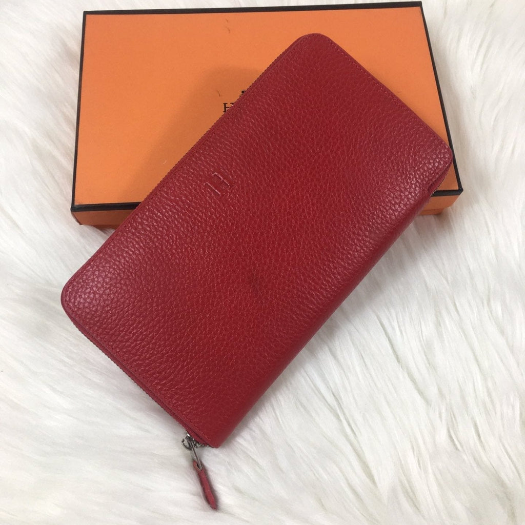 Hermes Silk'In Classic Wallet 20 Apple Grained Calfskin