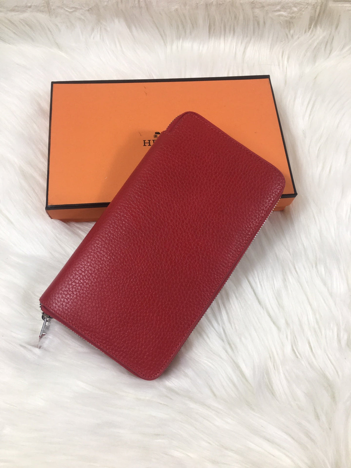 Hermes Silk'In Classic Wallet 20 Apple Grained Calfskin