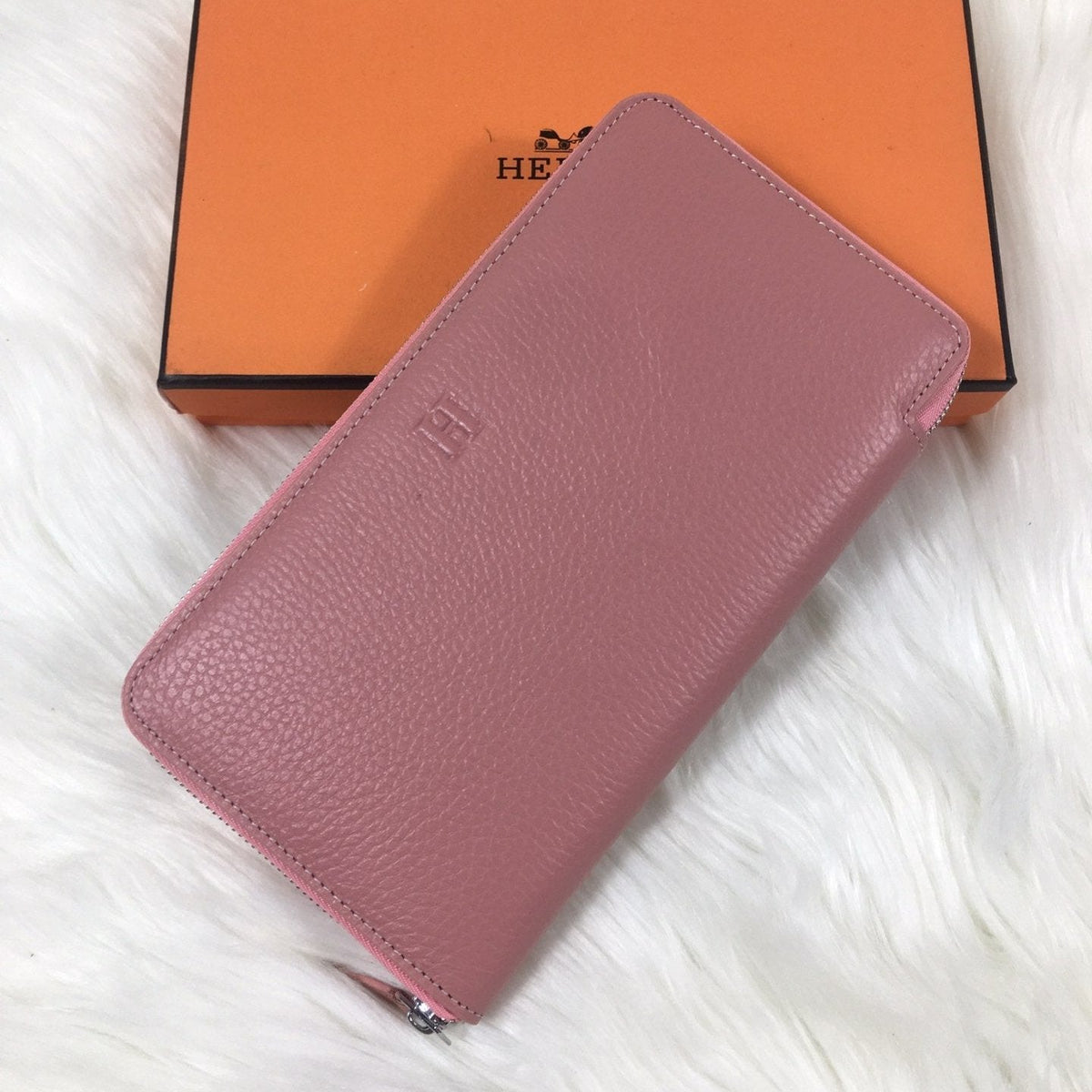 Hermes Silk'In Classic Wallet 20 Light Pink Grained Calfskin