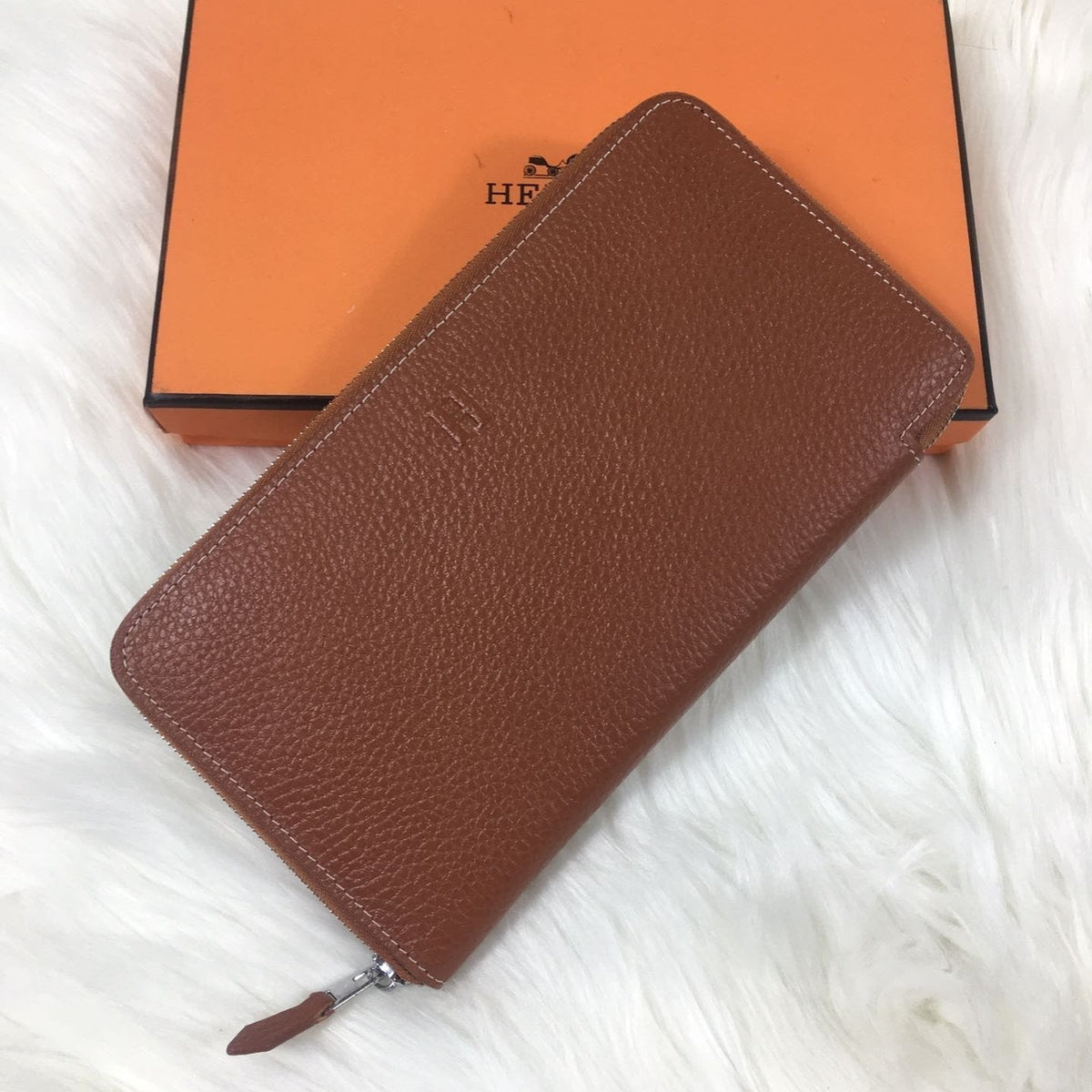 Hermes Silk'In Classic Wallet 20 Russet Grained Calfskin