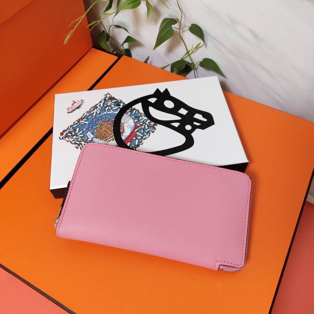 Hermes Zipper Wallet 20 Light Pink Epsom