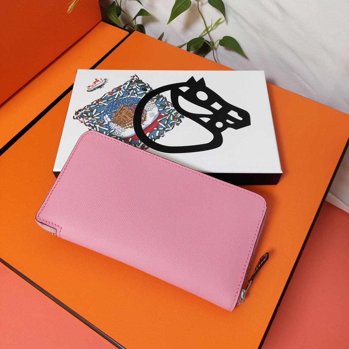 Hermes Zipper Wallet 20 Light Pink Epsom