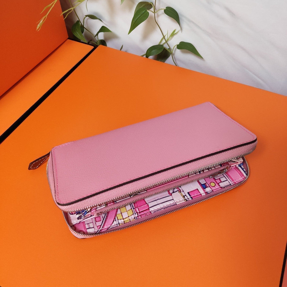 Hermes Zipper Wallet 20 Light Pink Epsom