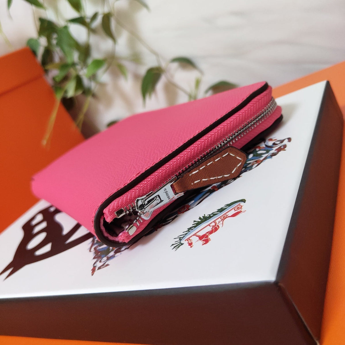 Hermes Zipper Wallet 20 Pink Epsom