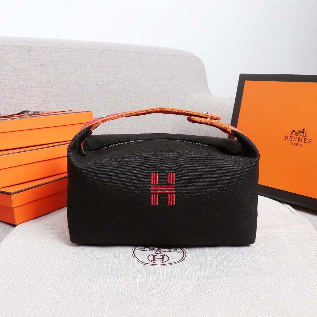 Hermes Bride-A-Brac 25 Black Canvas