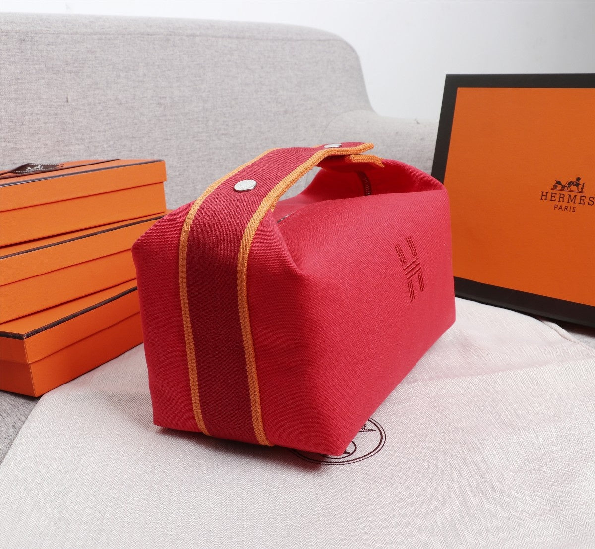 Hermes Bride-A-Brac 25 Red Canvas