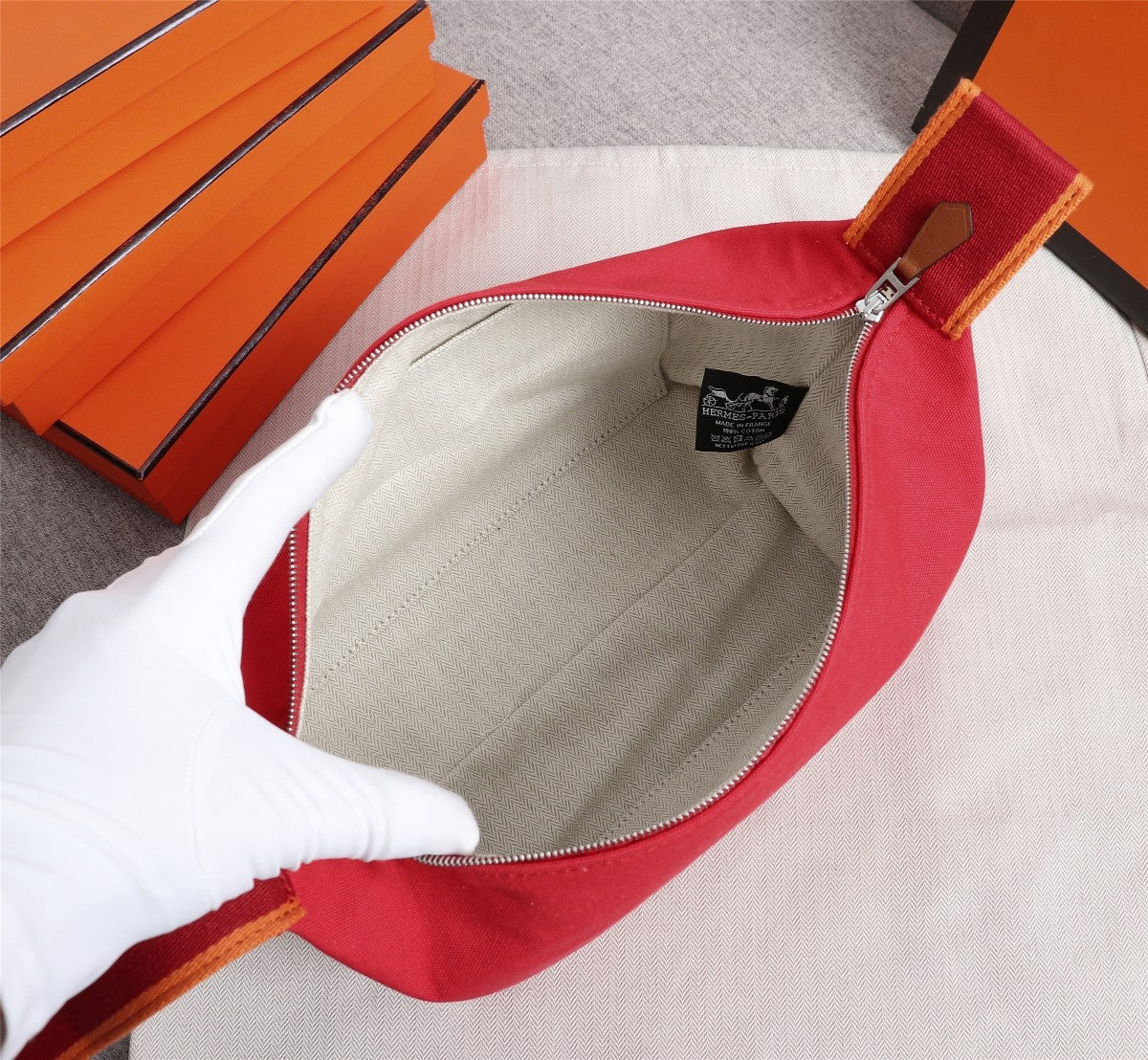 Hermes Bride-A-Brac 25 Red Canvas