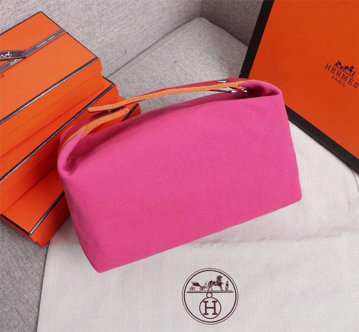 Hermes Bride-A-Brac 25 Deep Pink Canvas