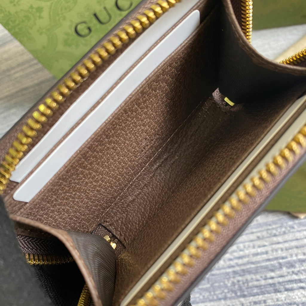 Gucci Ophidia 11 Wallet in Beige and Ebony Canvas