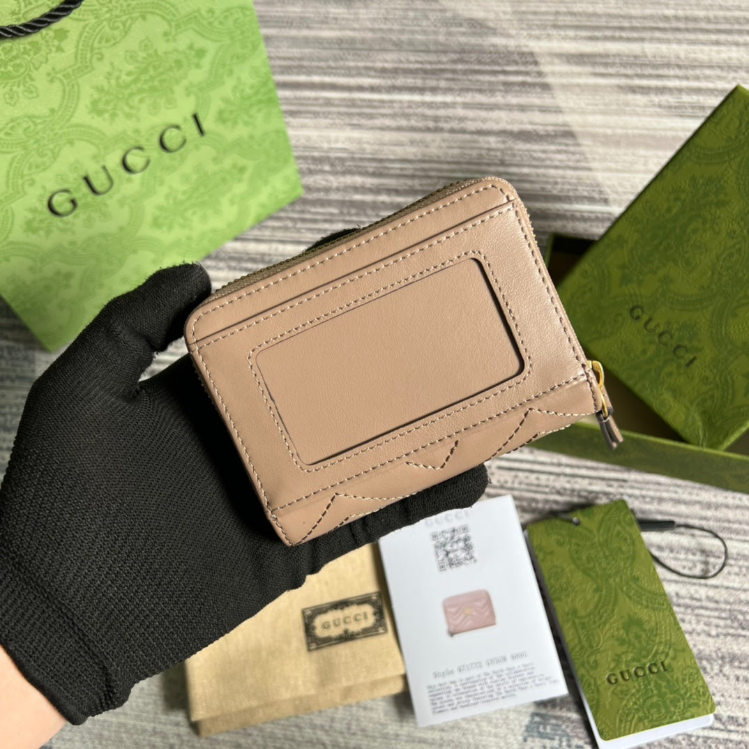 Gucci Marmont Mini 11 Wallet Beige Calfskin