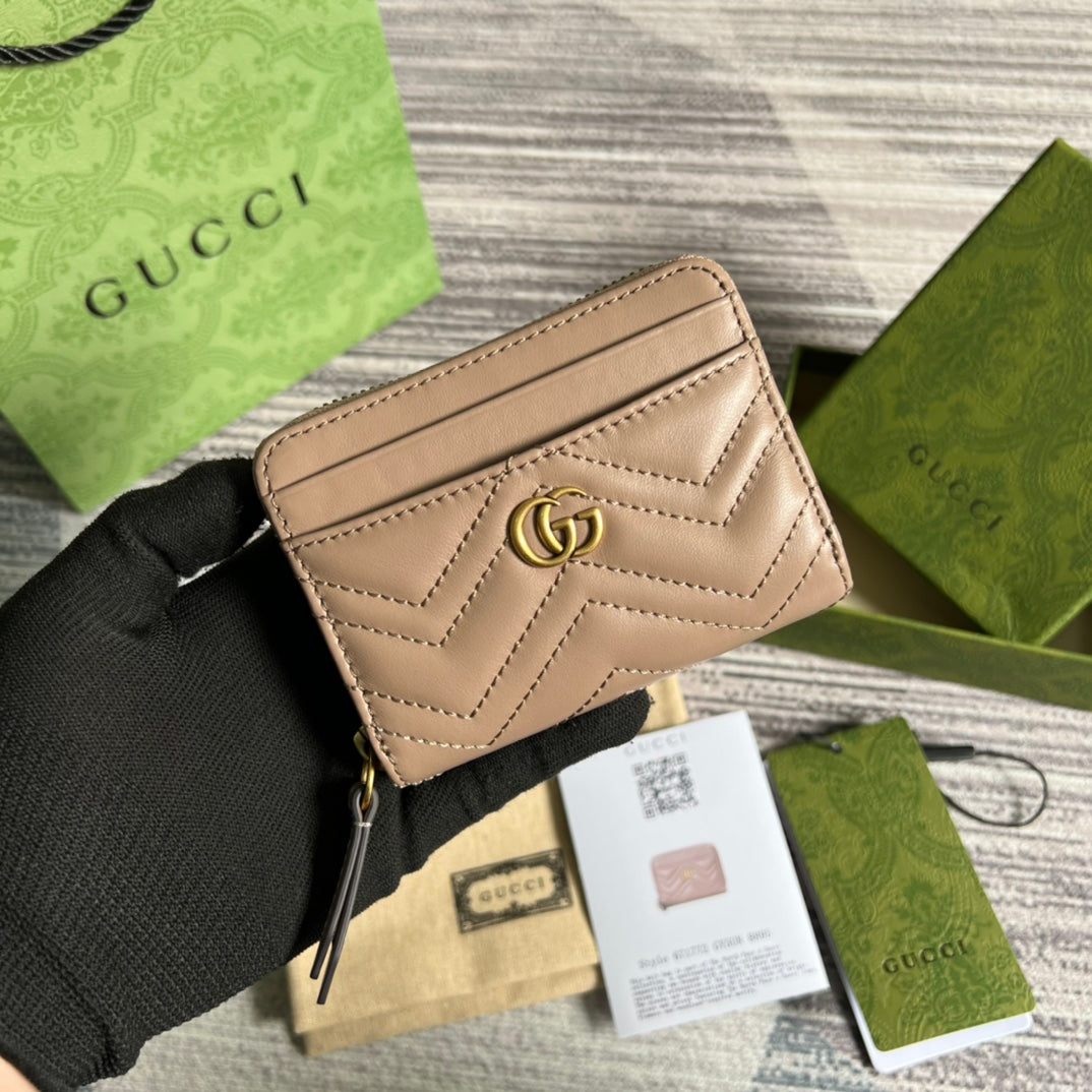 Gucci Marmont Mini 11 Wallet Beige Calfskin
