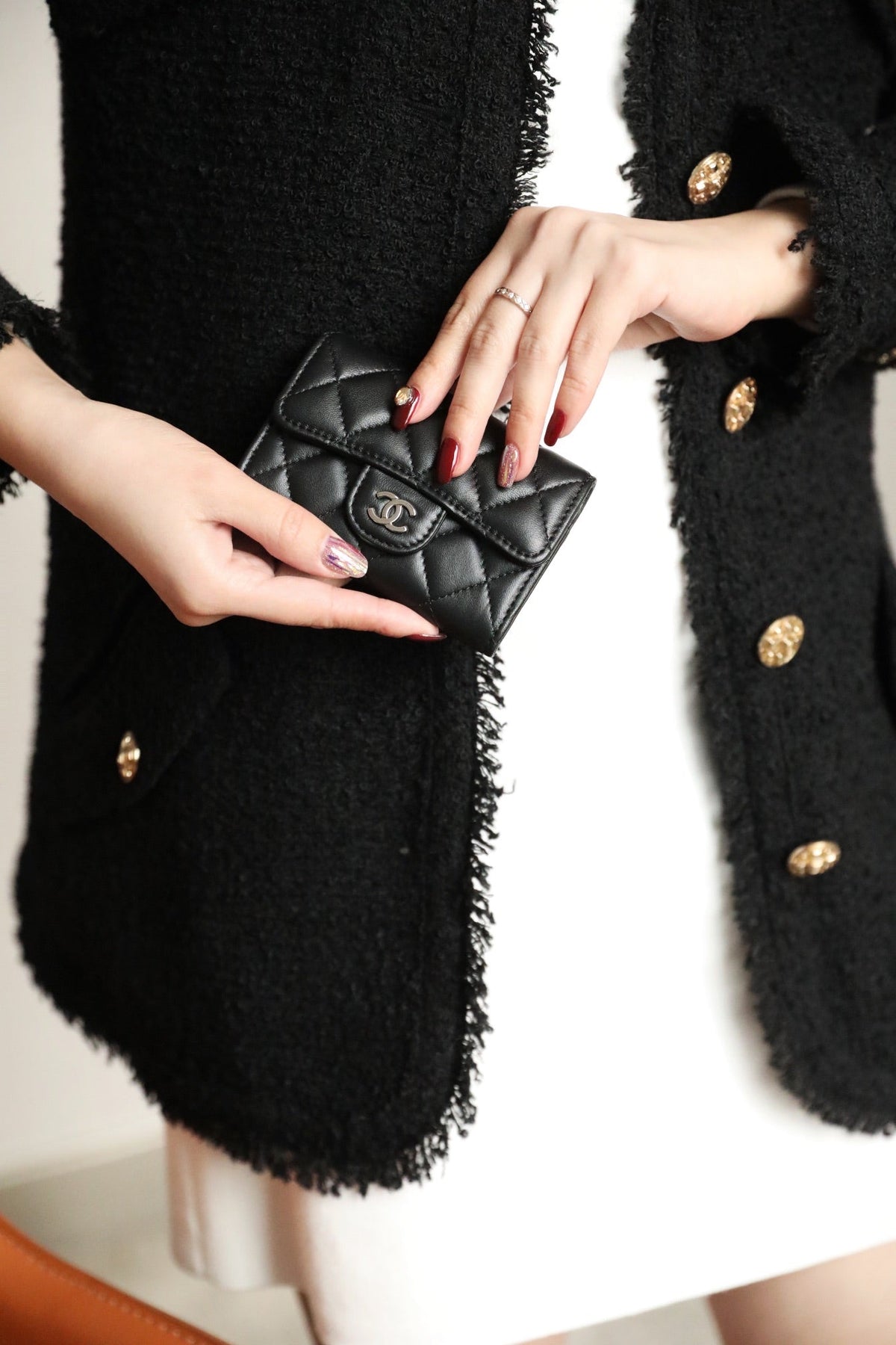 Chanel Flap Card Holder 11.3 Black Calfskin Silver Icon