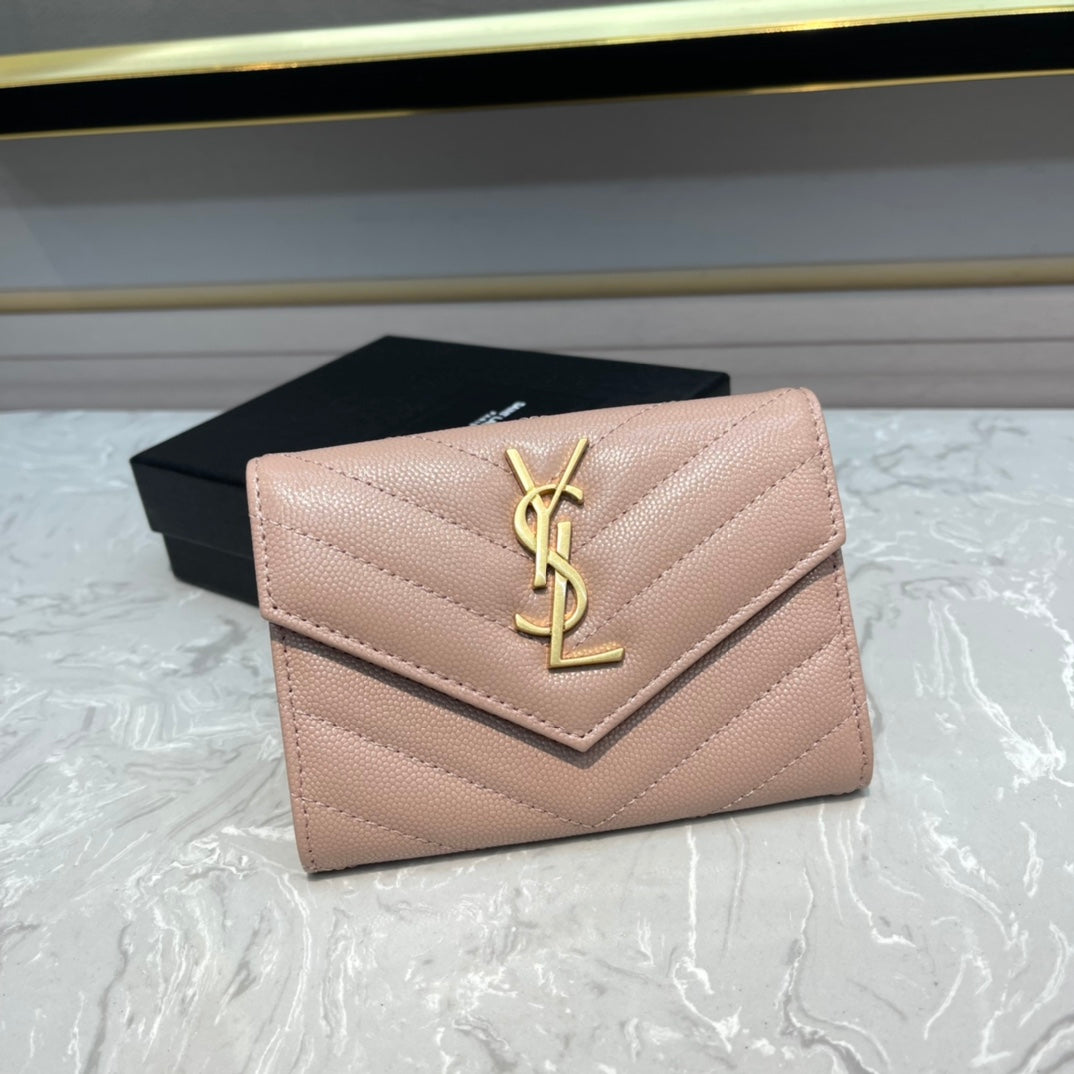 Monogram 12 Pink Salmon Calfskin Card Holder