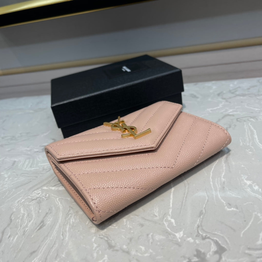 Monogram 12 Pink Salmon Calfskin Card Holder