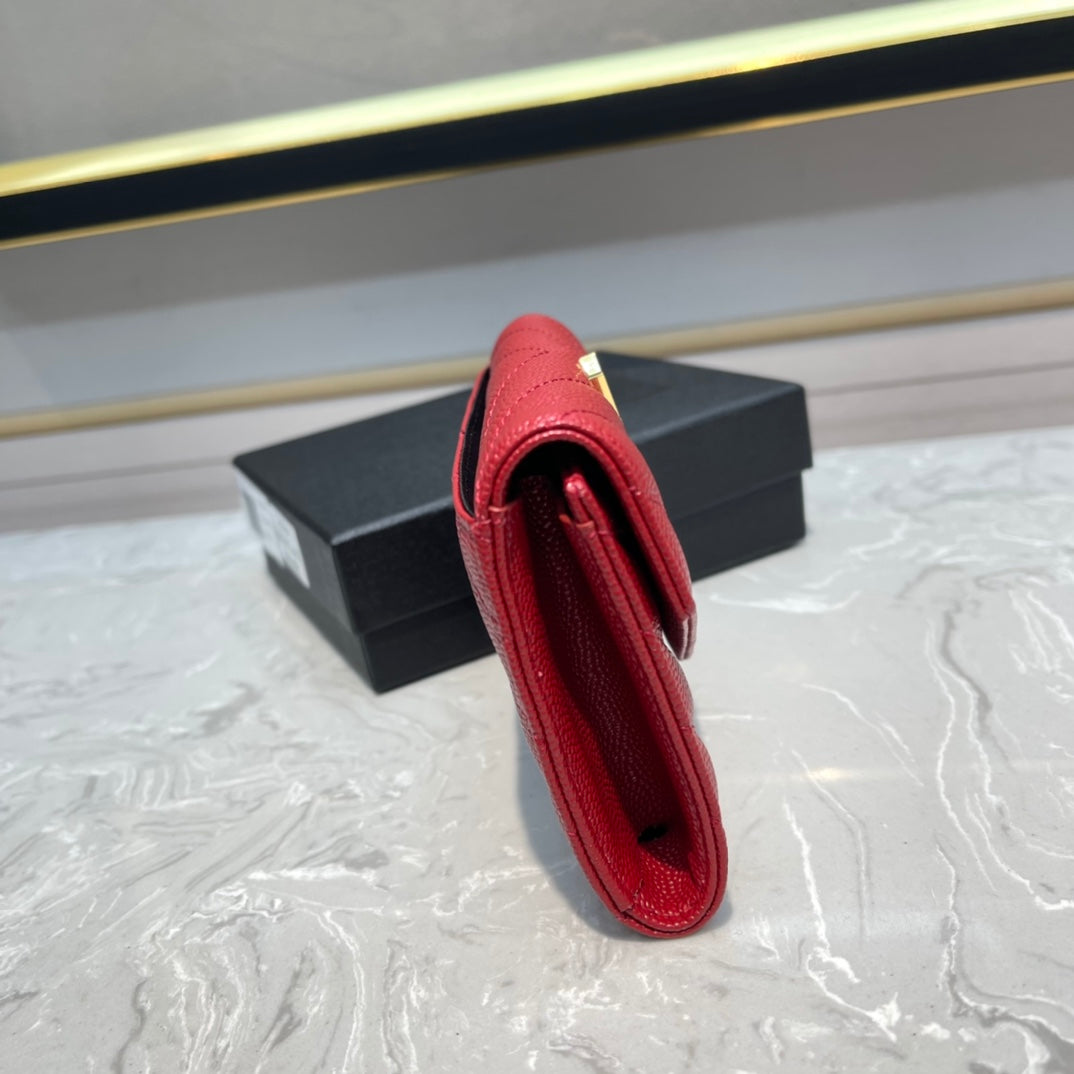 Monogram 12 Cherry Red Calfskin Card Holder