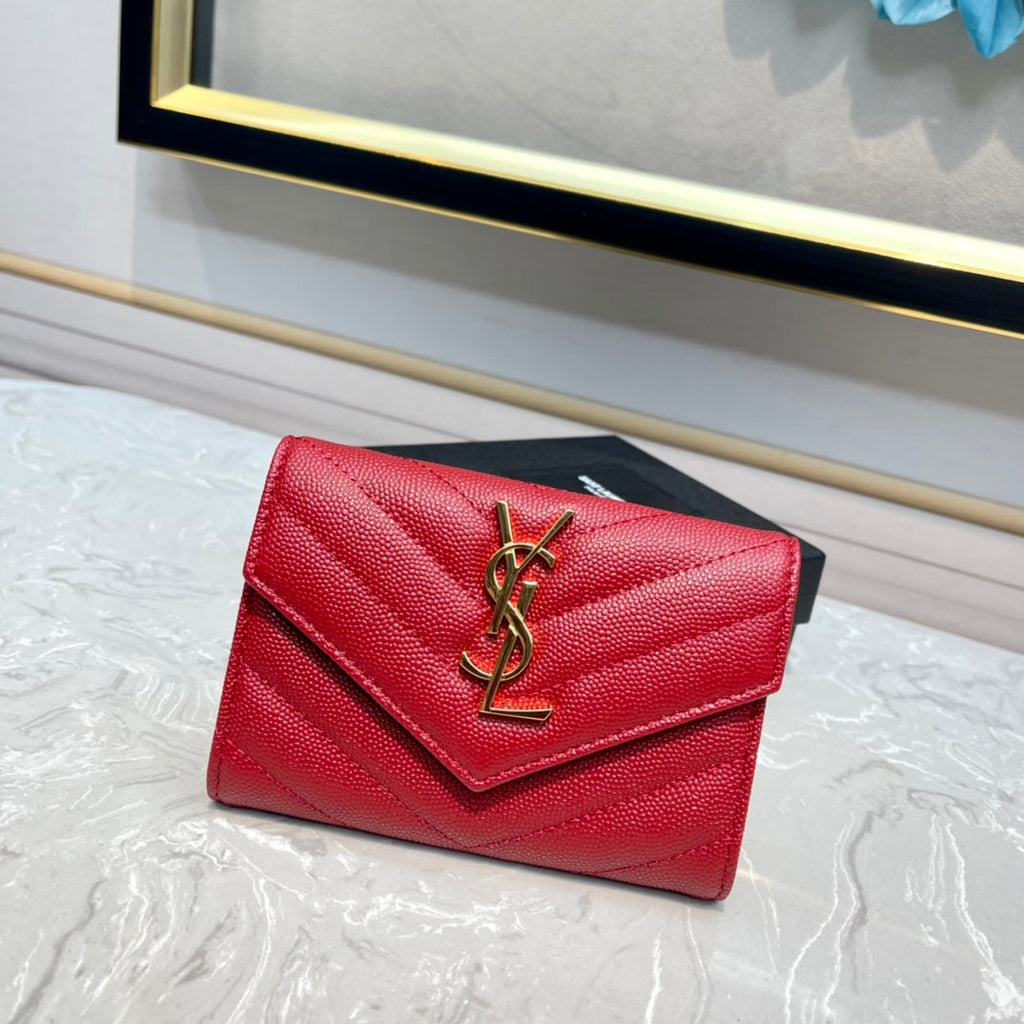 Monogram 12 Cherry Red Calfskin Card Holder