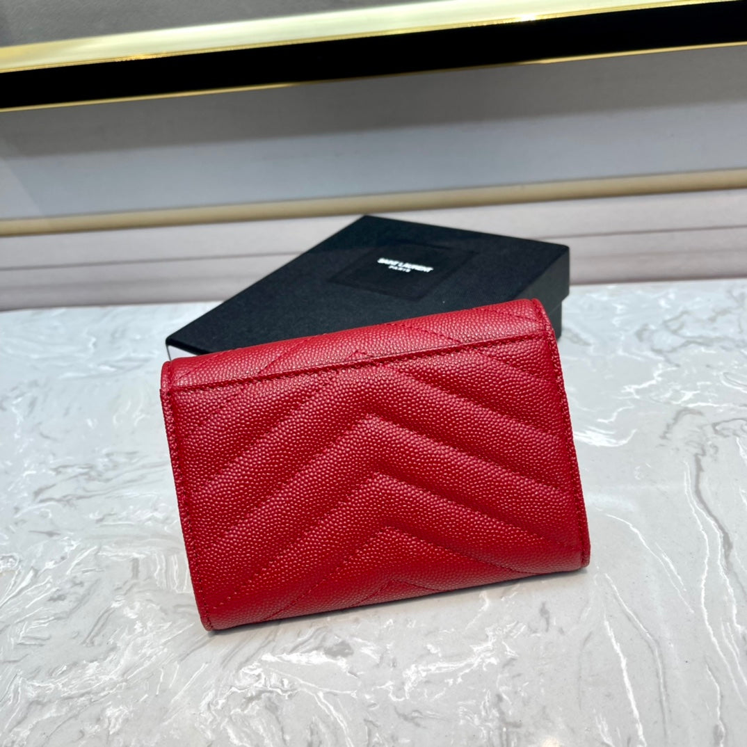 Monogram 12 Cherry Red Calfskin Card Holder