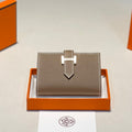 Hermes Mini Bearn Wallet 10.5 Etoupe Epsom Gold Hardware