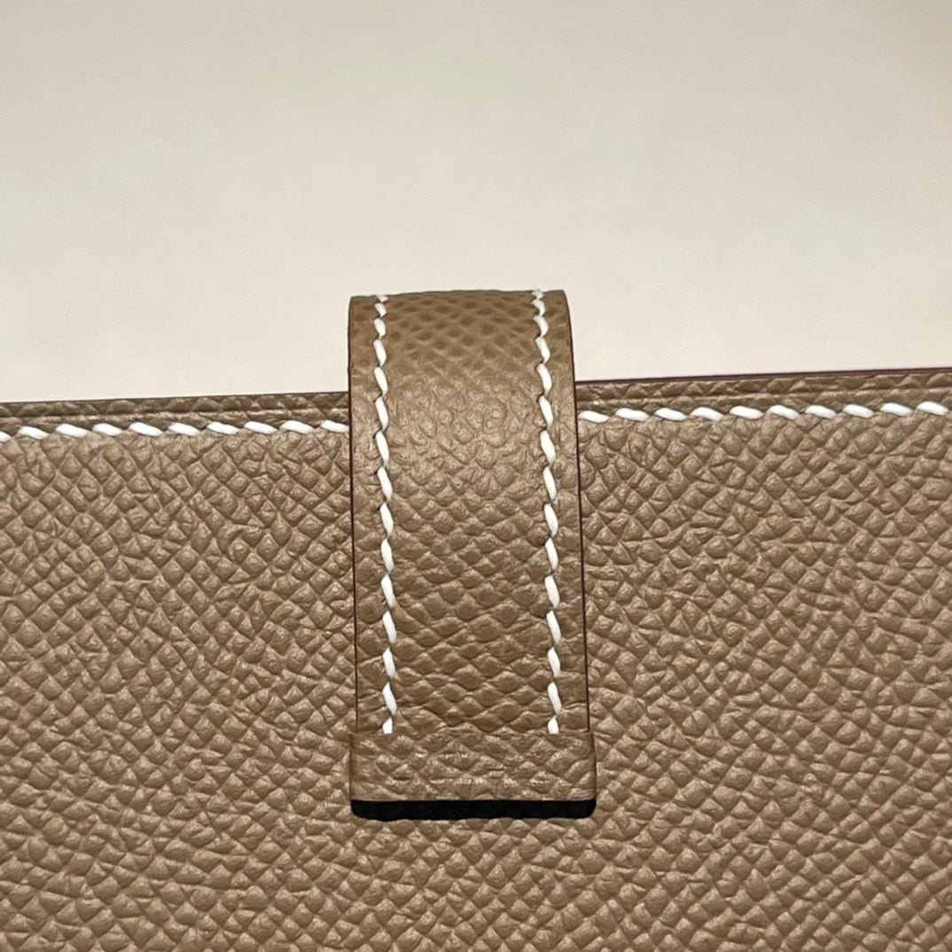 Hermes Mini Bearn Wallet 10.5 Etoupe Epsom Gold Hardware