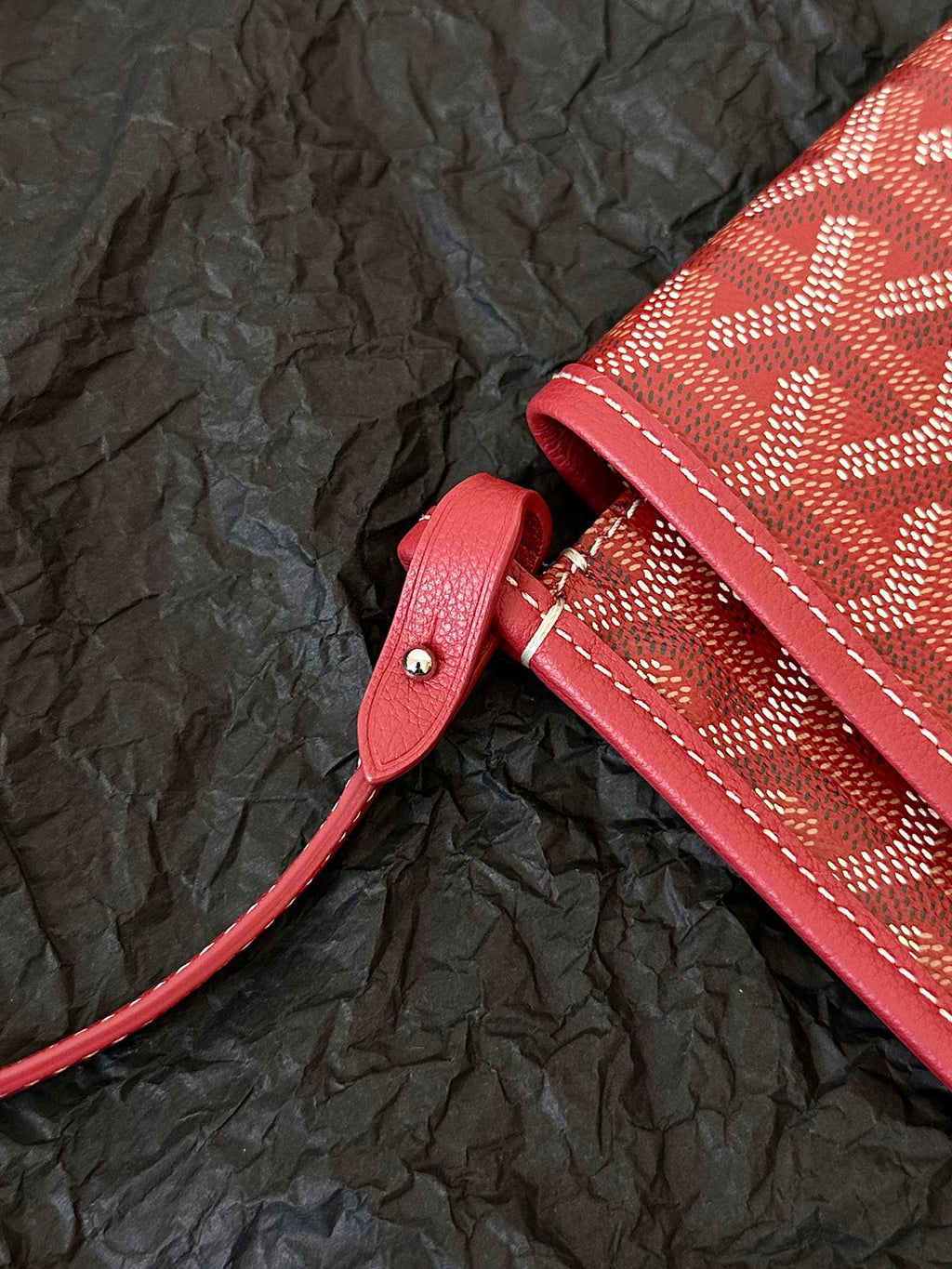 Goyard Plumet Pocket Wallet 20 in Classic Red Goyardine Canvas and Lambskin Trim