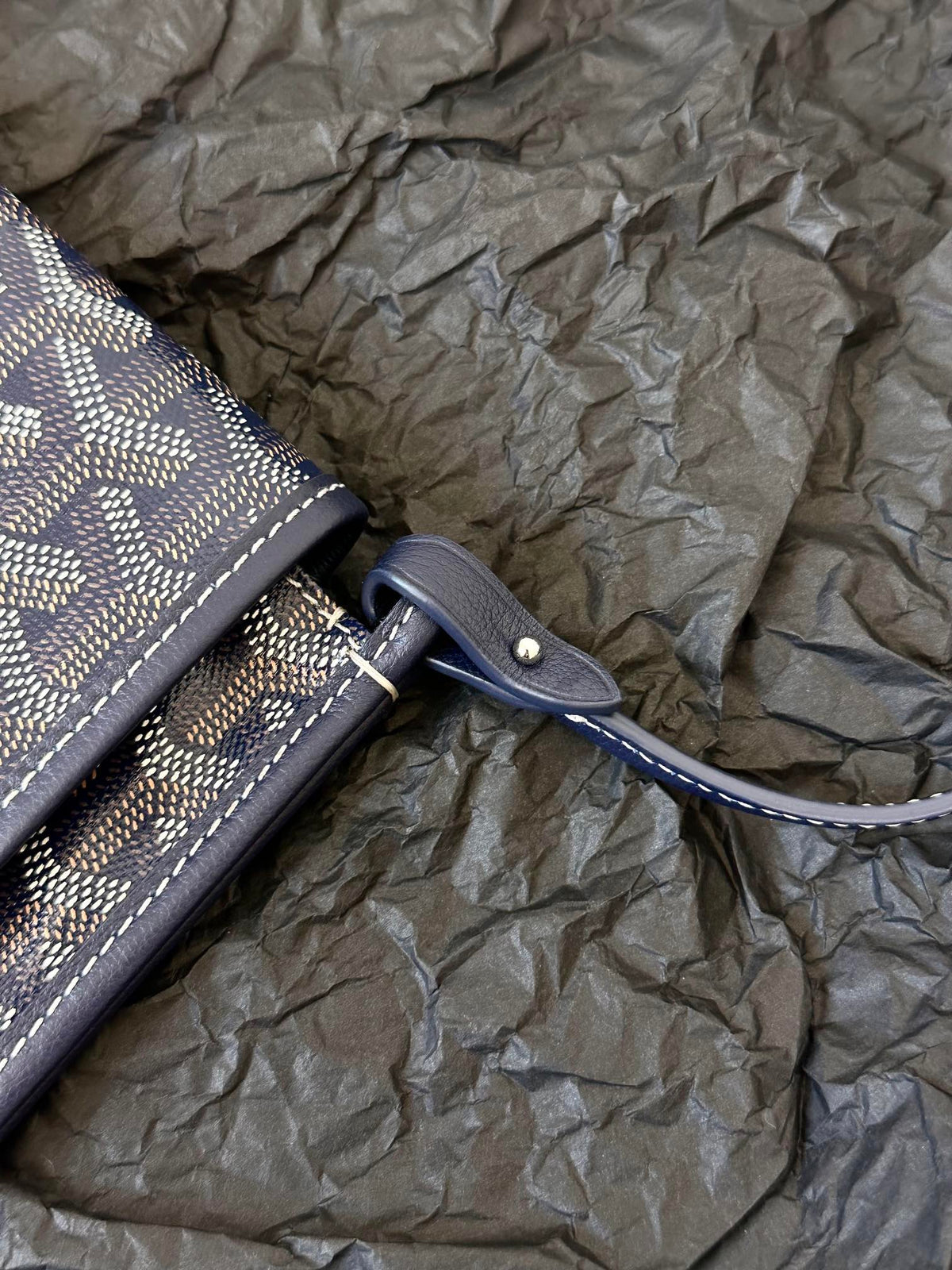 Goyard Plumet Pocket Wallet 20 in Navy Blue Goyardine Canvas and Lambskin Trim