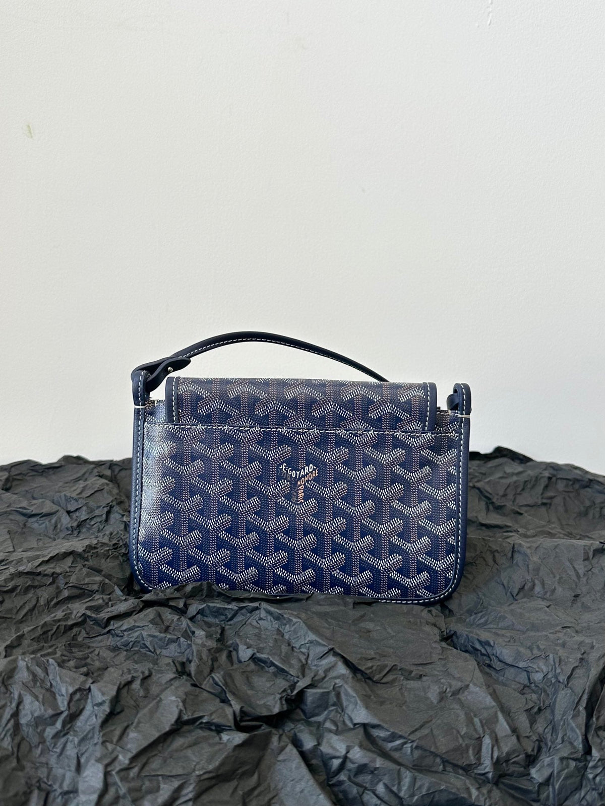 Goyard Plumet Pocket Wallet 20 in Navy Blue Goyardine Canvas and Lambskin Trim