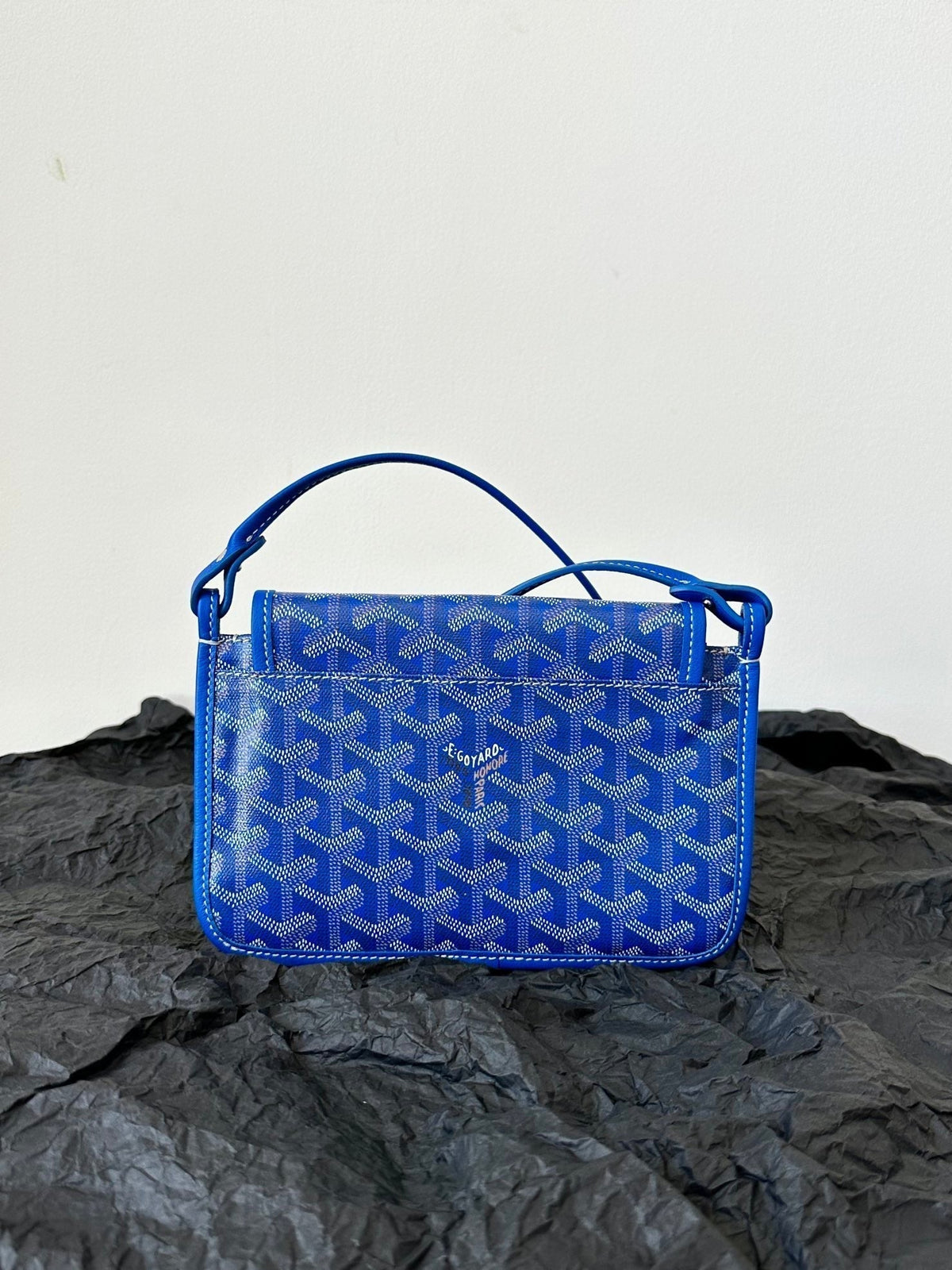 Goyard Plumet Pocket Wallet 20 in Sapphire Blue Goyardine Canvas and Lambskin Trim