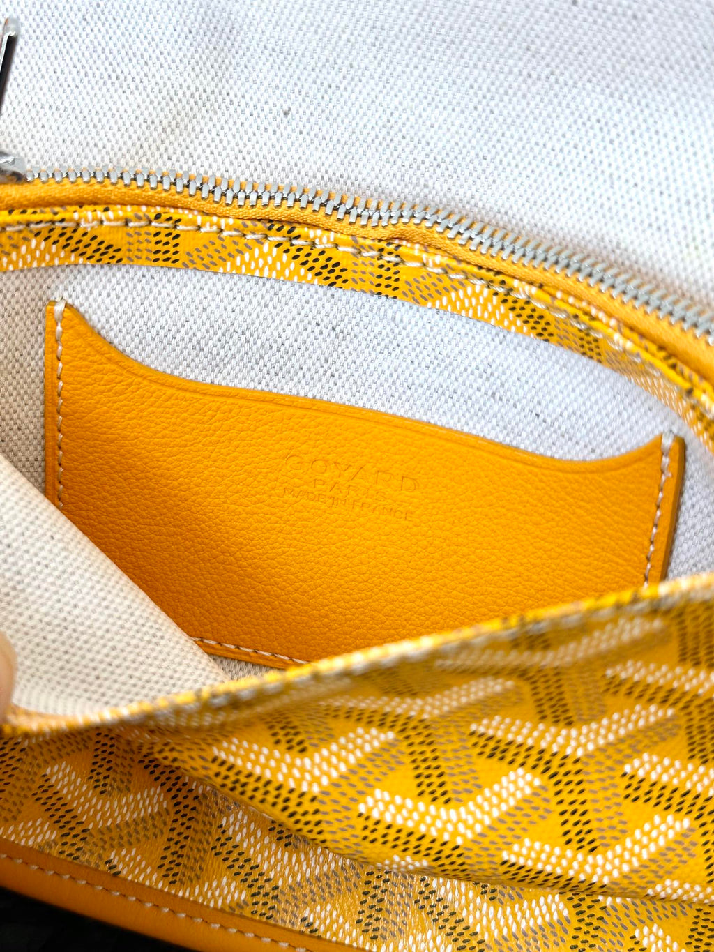 Goyard Plumet Pocket Wallet 20 in Yellow Goyardine Canvas and Lambskin Trim