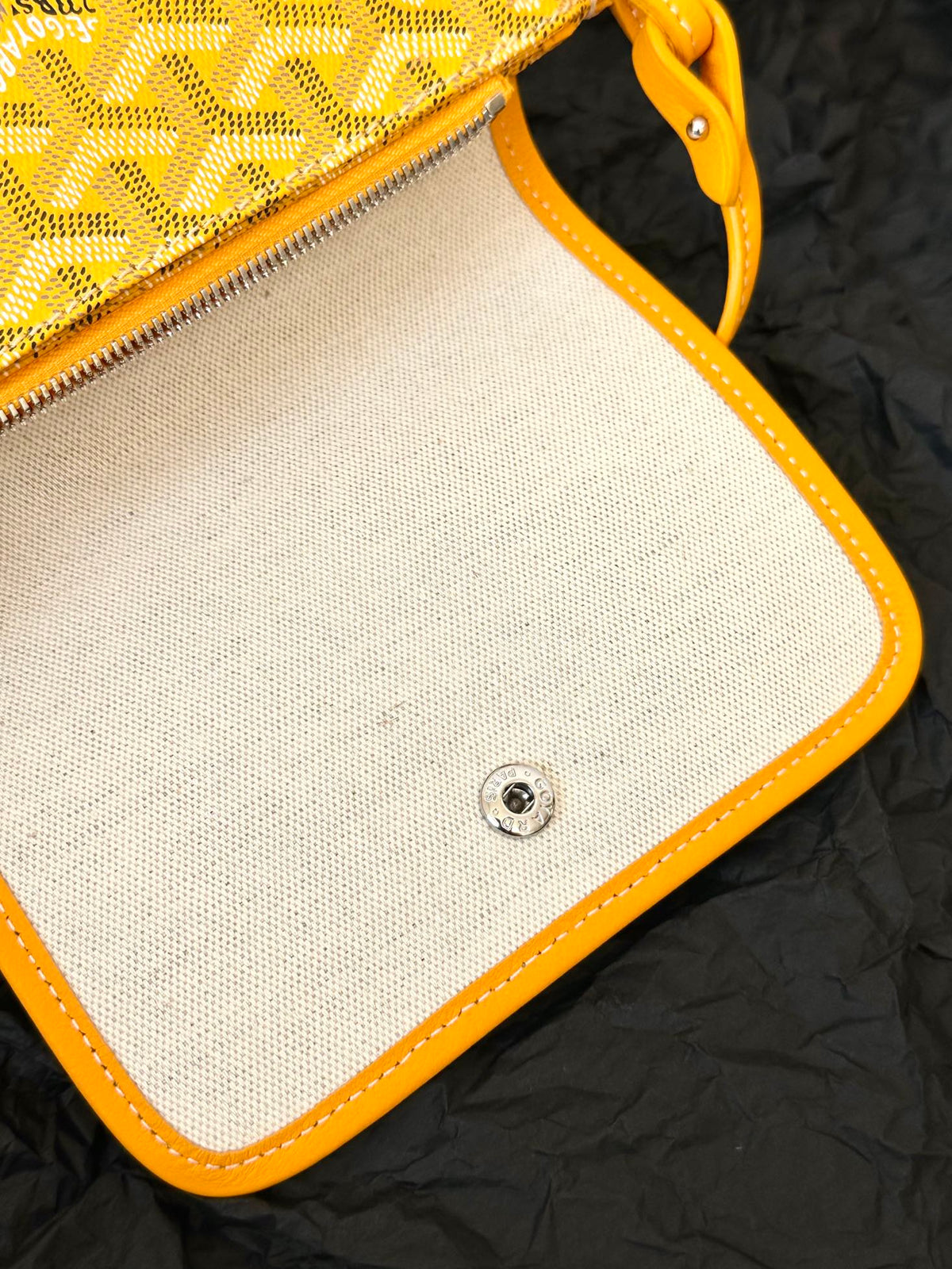 Goyard Plumet Pocket Wallet 20 in Yellow Goyardine Canvas and Lambskin Trim