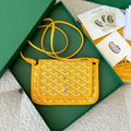 Goyard Plumet Pocket Wallet 20 in Yellow Goyardine Canvas and Lambskin Trim