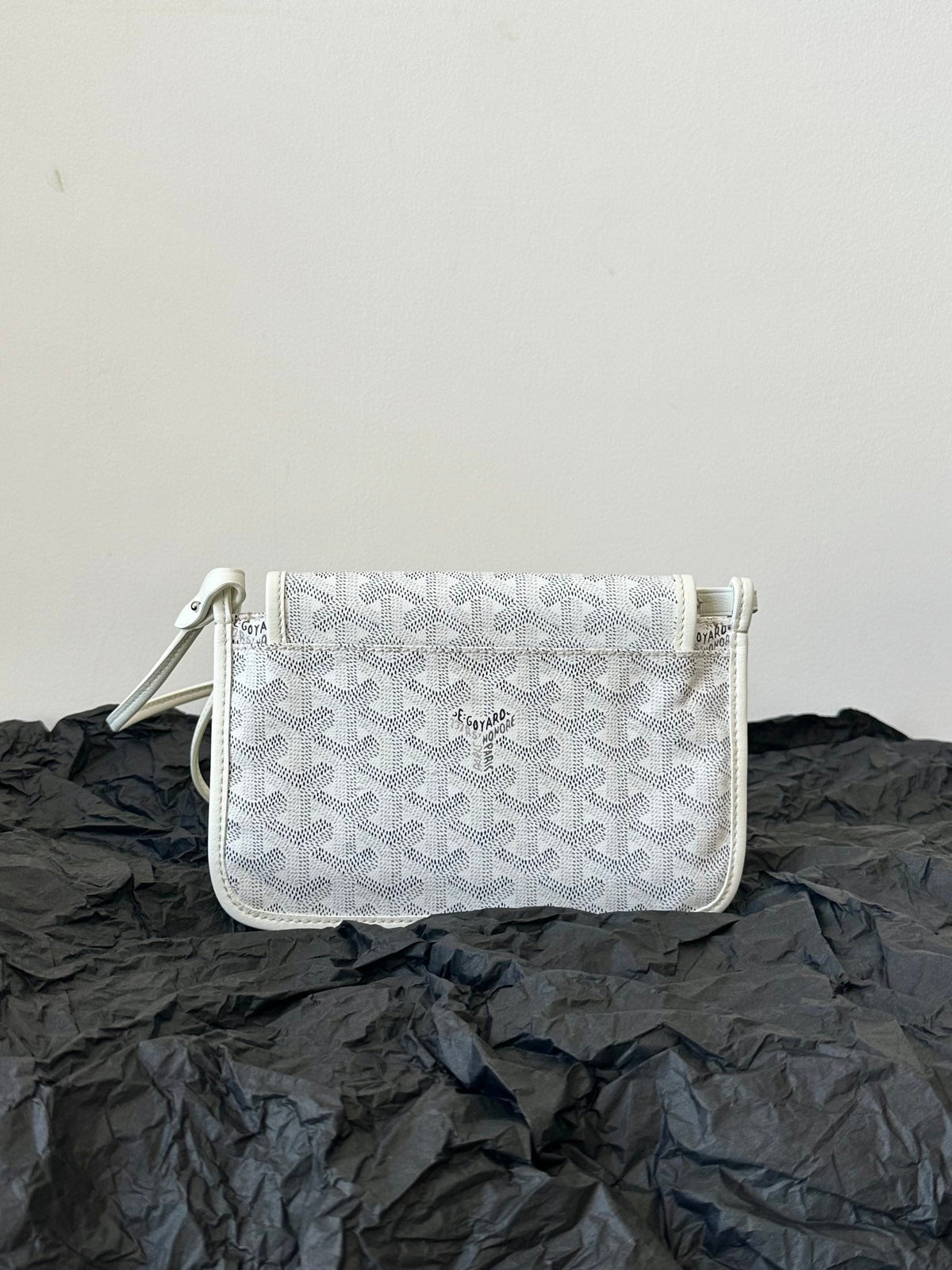 Goyard Plumet Pocket Wallet 20 in White Goyardine Canvas and Lambskin Trim