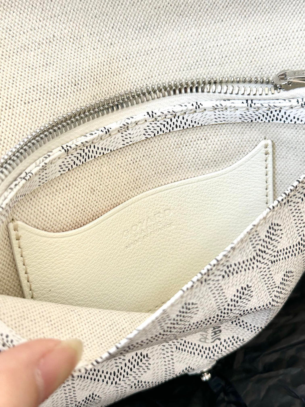 Goyard Plumet Pocket Wallet 20 in White Goyardine Canvas and Lambskin Trim