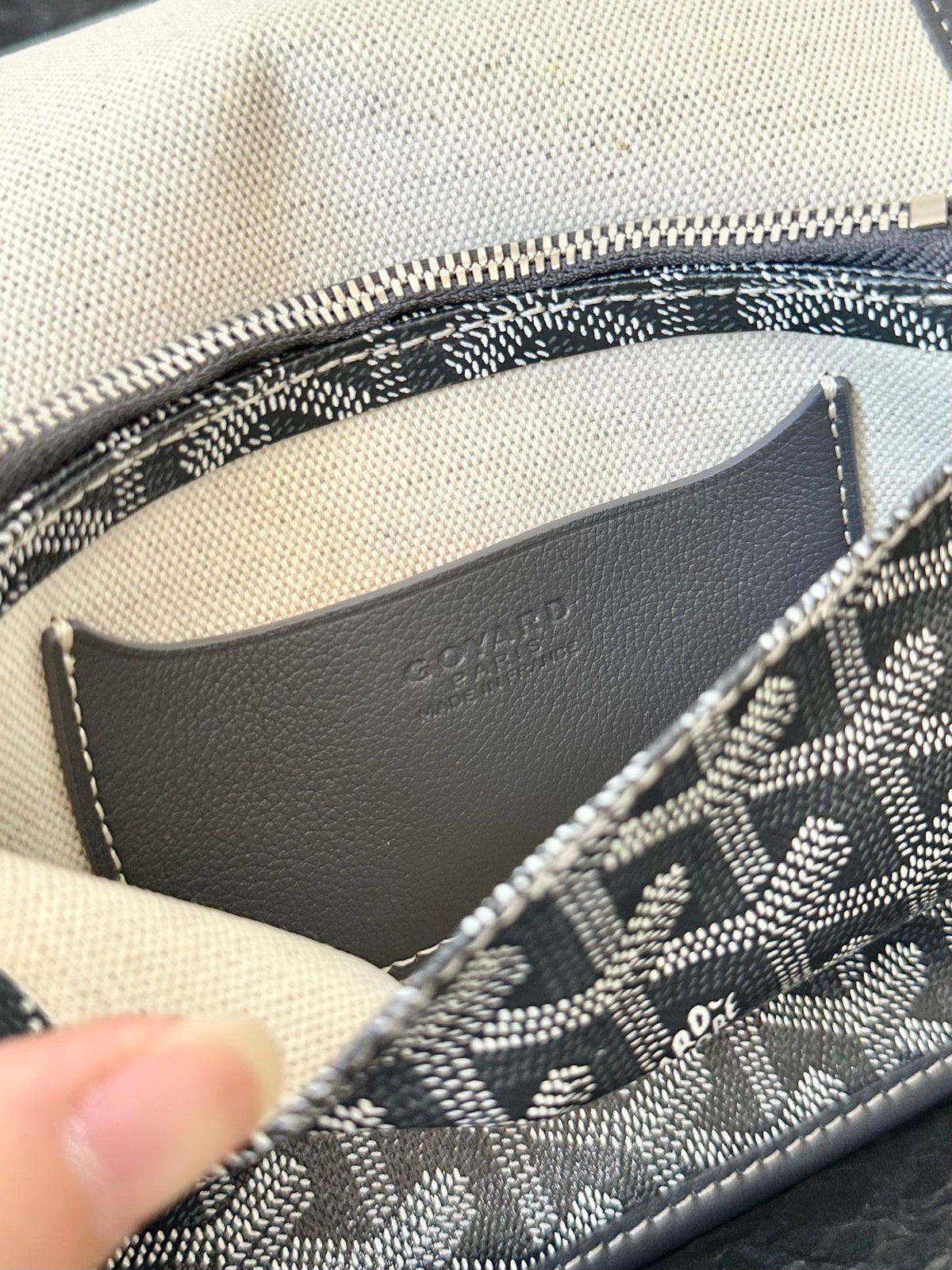 Goyard Plumet Pocket Wallet 20 in Grey Black Goyardine Canvas and Lambskin Trim