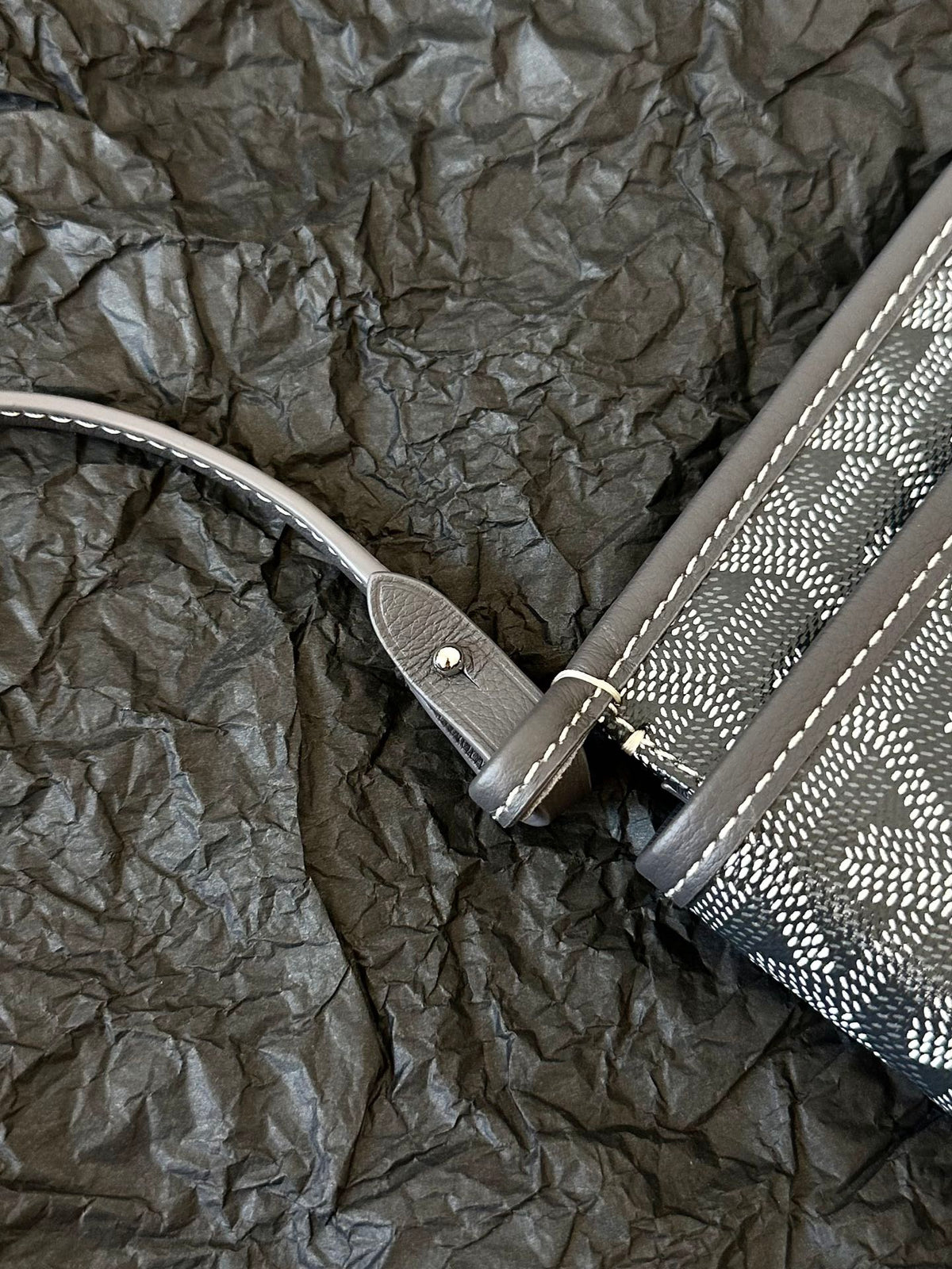Goyard Plumet Pocket Wallet 20 in Grey Black Goyardine Canvas and Lambskin Trim