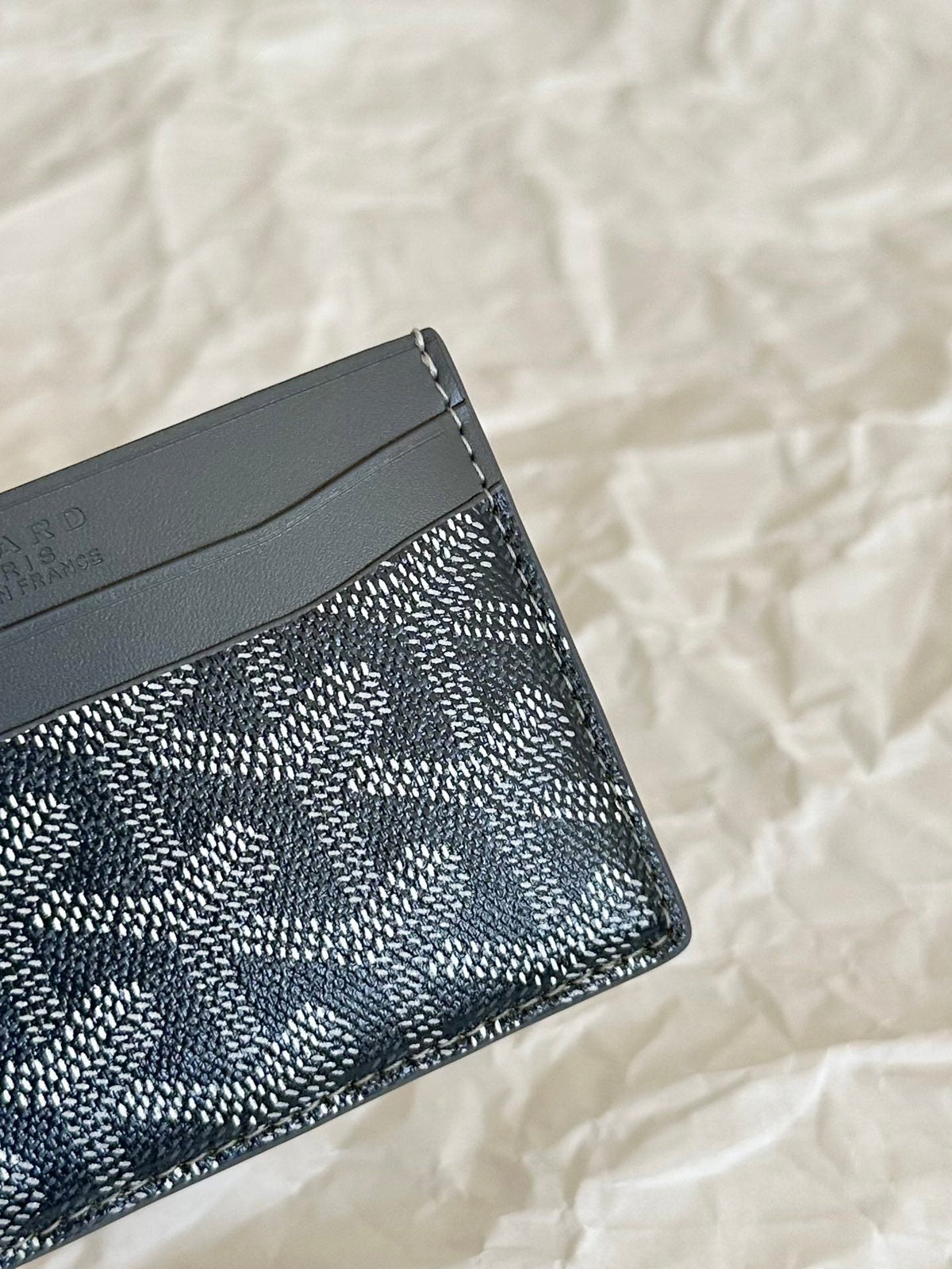 Goyard Saint-Sulpice Card Wallet 10 in Grey Black Goyardine Canvas and Calfskin