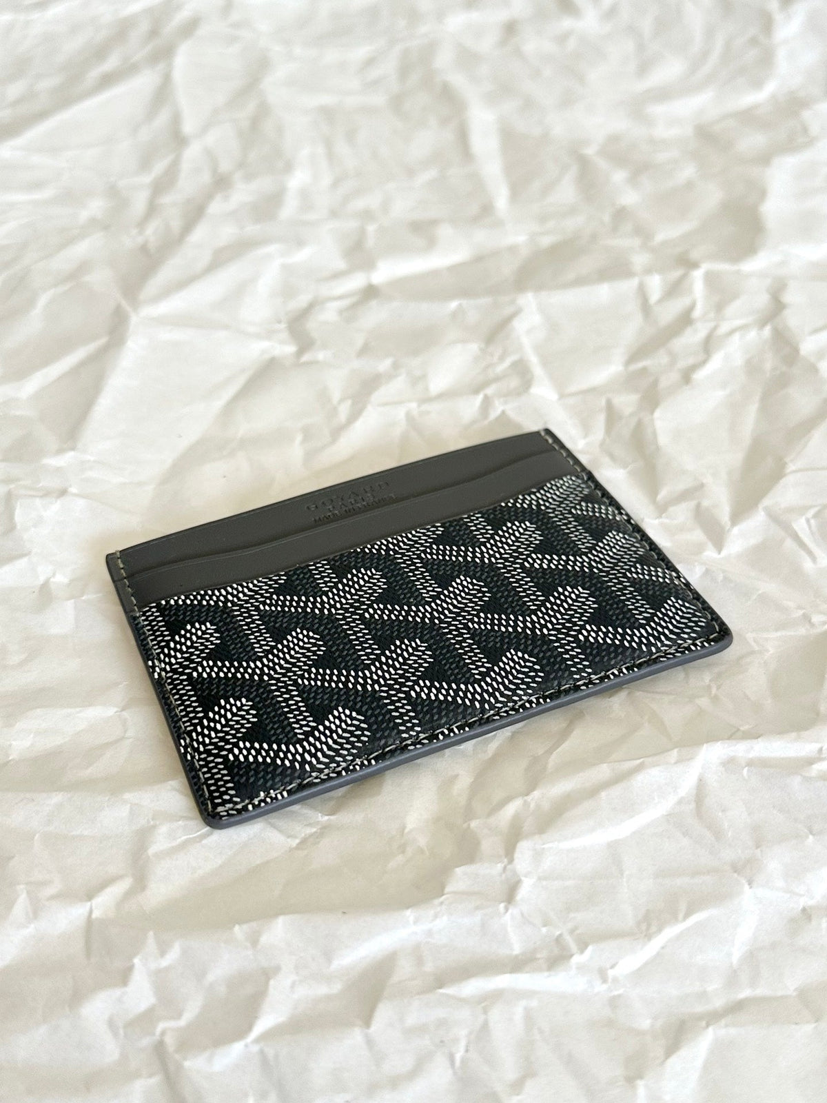 Goyard Saint-Sulpice Card Wallet 10 in Grey Black Goyardine Canvas and Calfskin