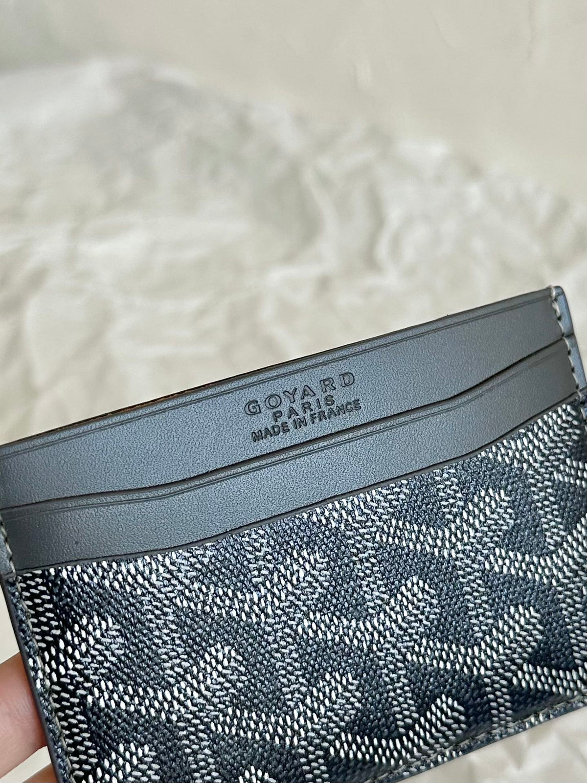 Goyard Saint-Sulpice Card Wallet 10 in Grey Black Goyardine Canvas and Calfskin