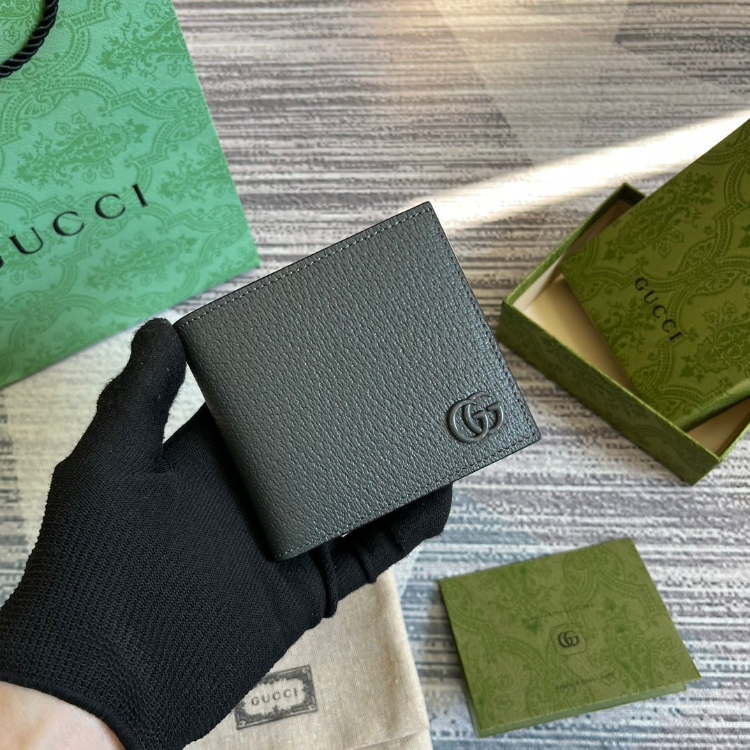Gucci Marmont 11 Bifold Wallet in Penter Grey Calfskin