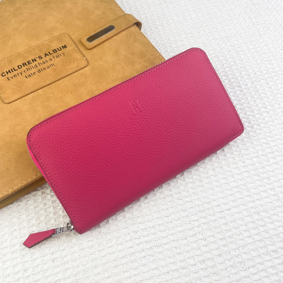 Hermes Silk'In Classic Wallet 20 Red Pink Grained Calfskin