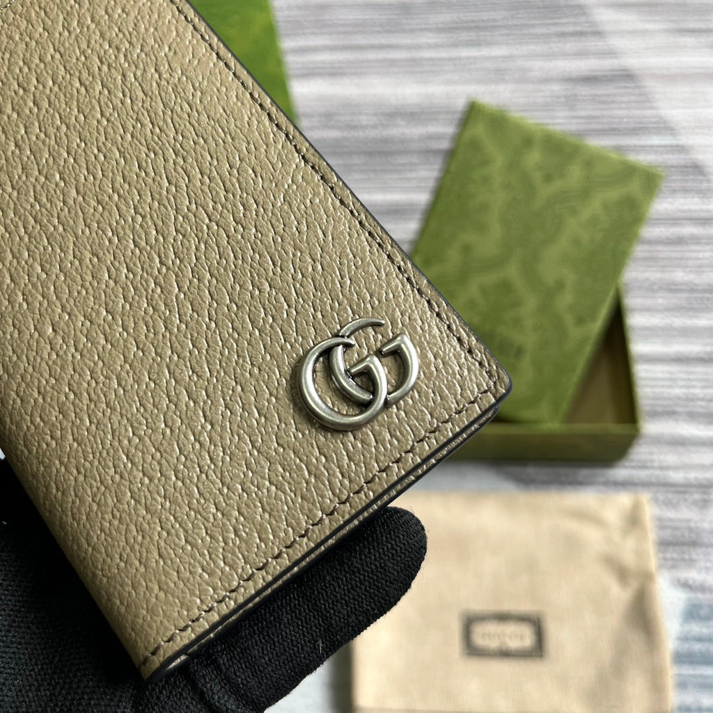Gucci Marmont 12 Long Wallet in Mocha Brown Calfskin