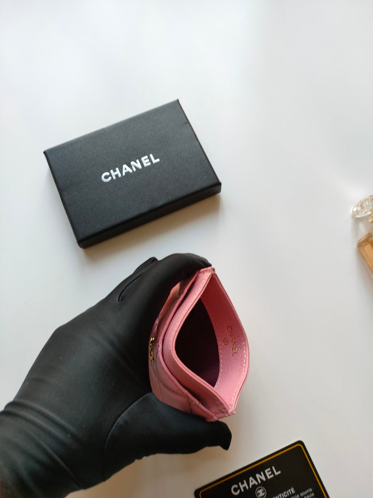 Chanel Card Holder 11.2 Pink Grained Calfskin Gold Icon