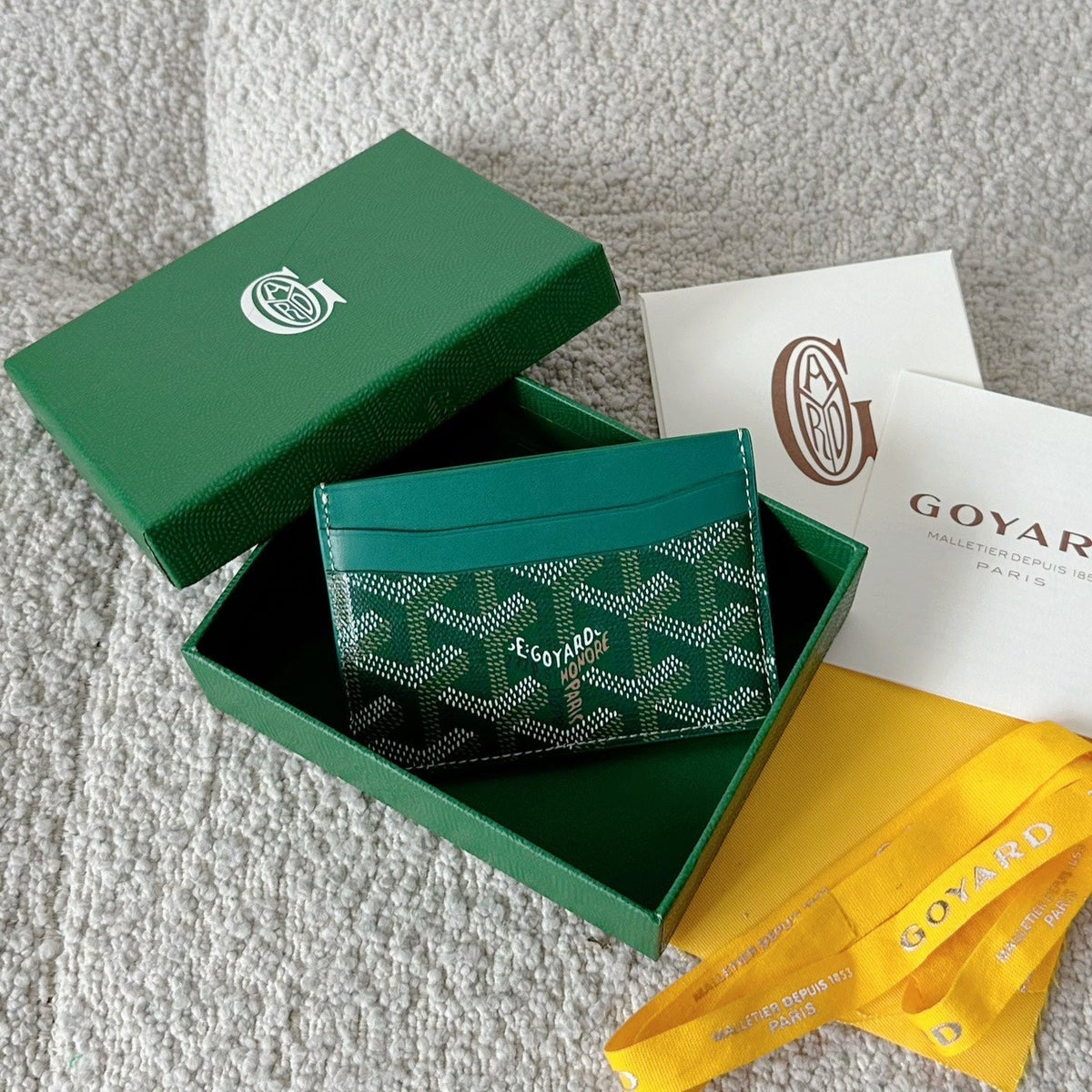 Goyard Saint-Sulpice Card Wallet 10 in Green Goyardine Canvas and Calfskin