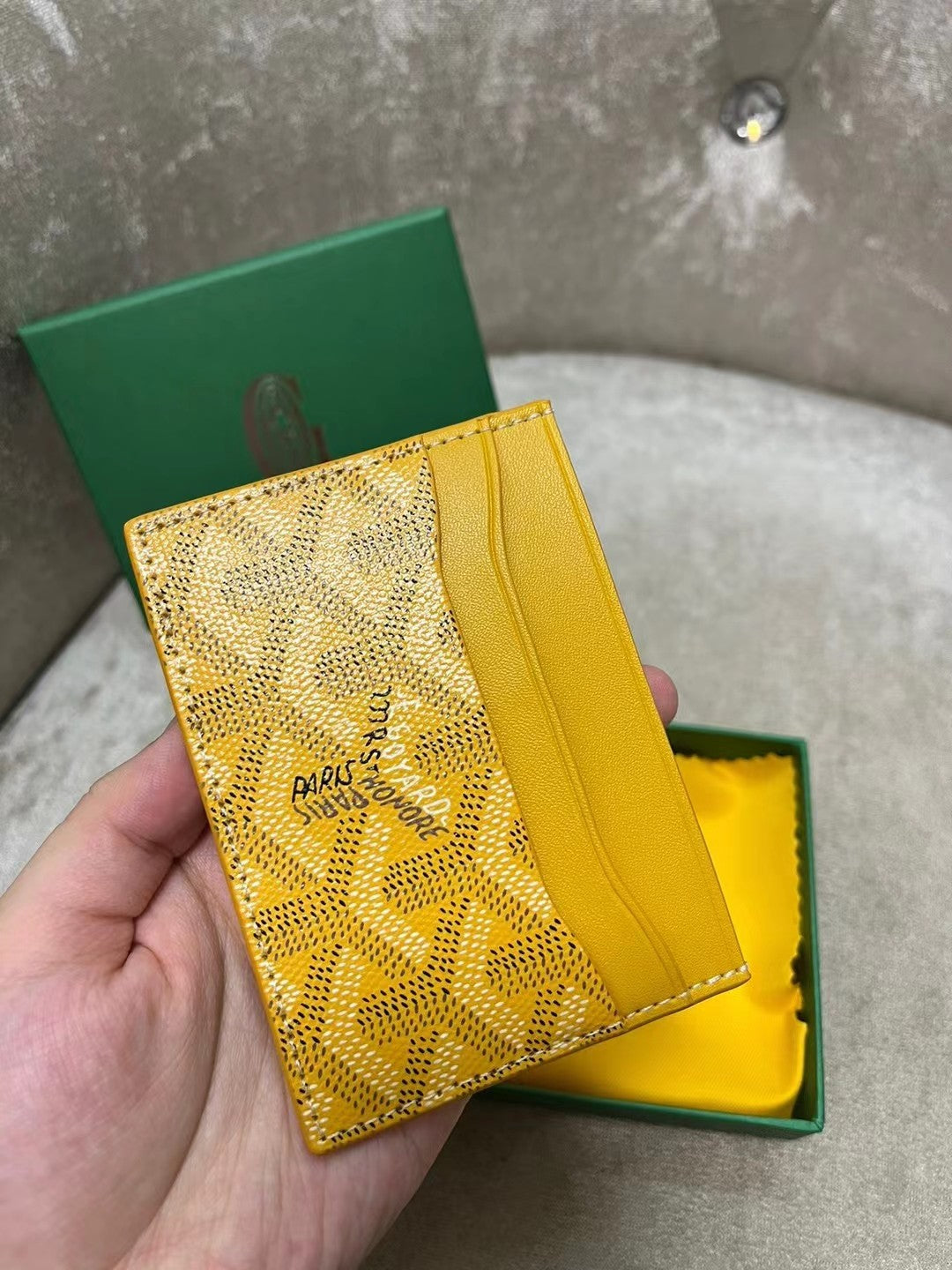 Goyard Saint-Sulpice Card Wallet 10 in Yellow Goyardine Canvas and Calfskin