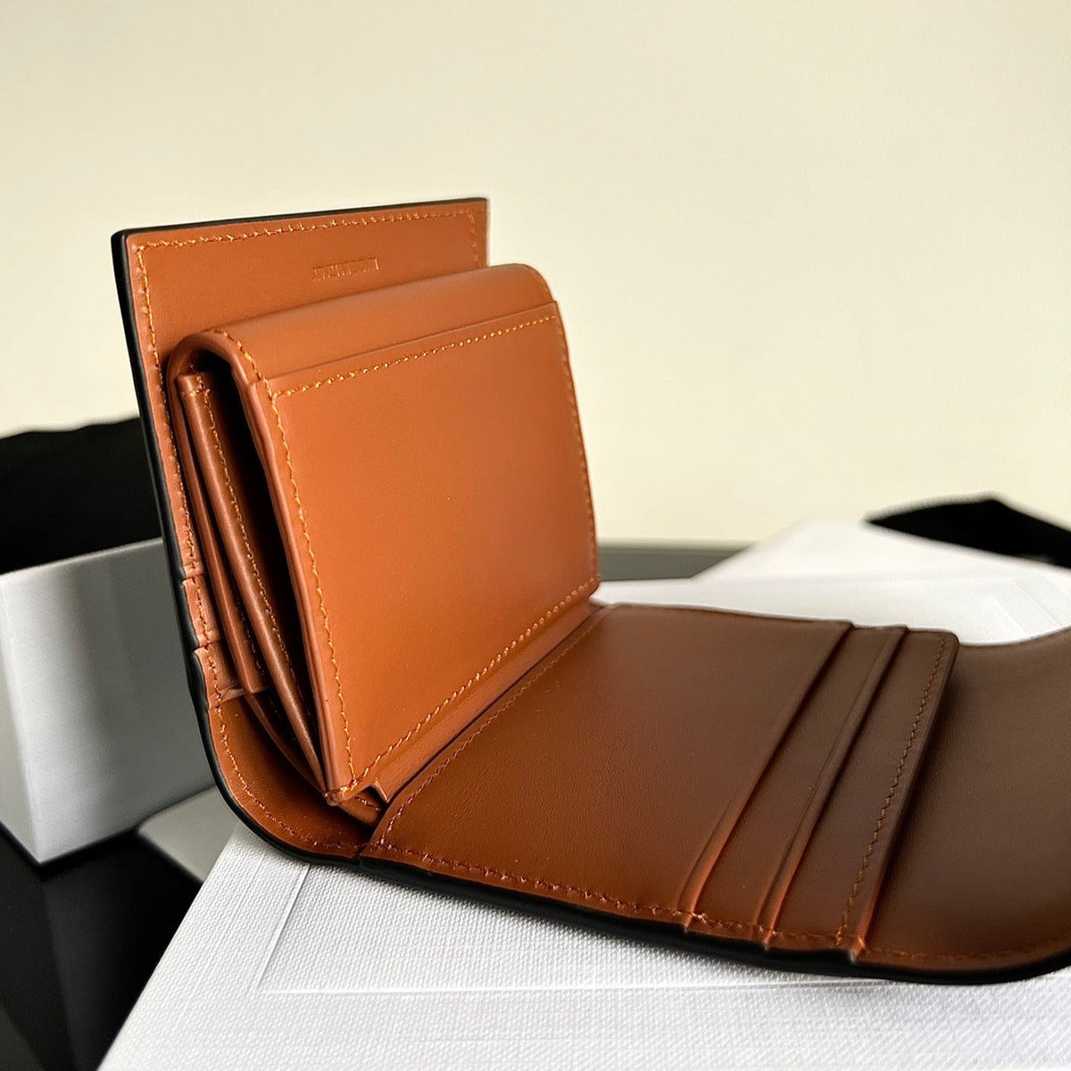 Celine Triomphe 10 Calfskin Wallet Tan