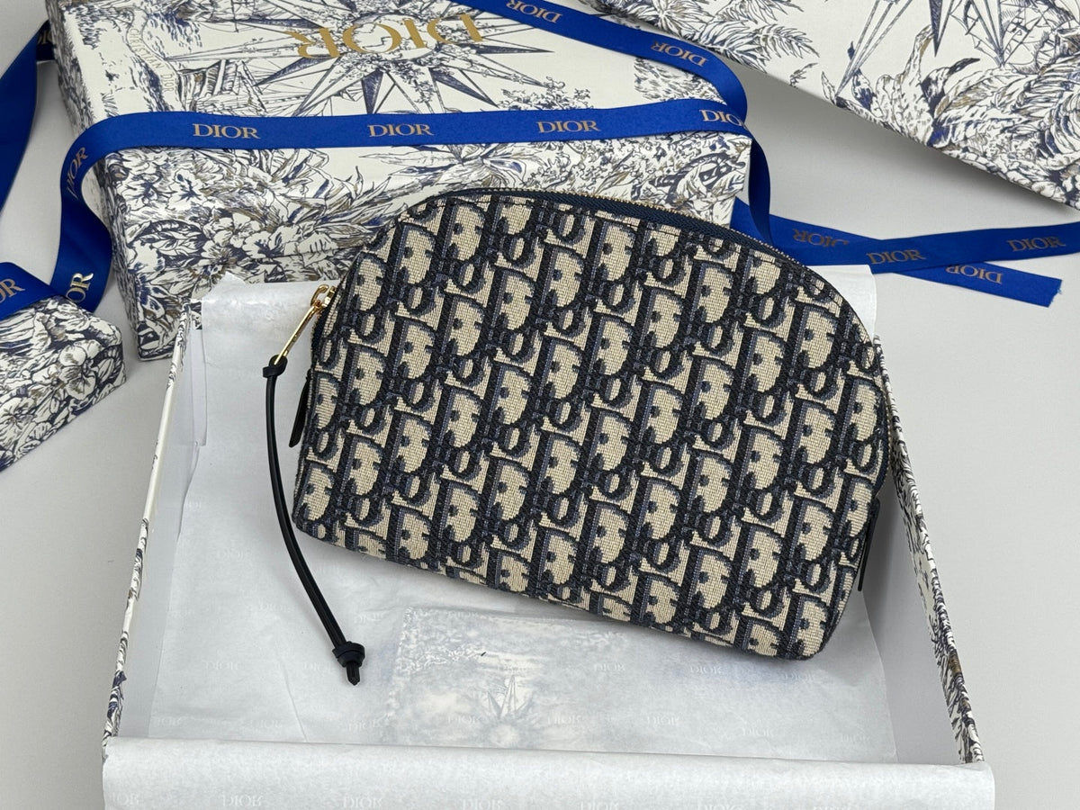 Dior 25S 30 Montaigne Clutch Bag 24 in Blue Oblique Jacquard